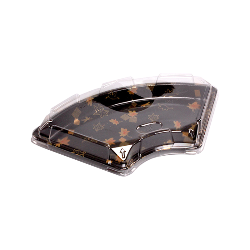 Одноразовый контейнер для суши в форме веера.